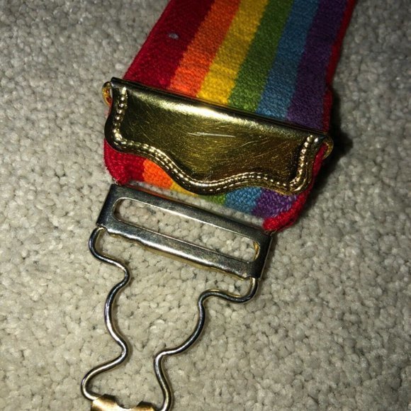 Vintage Rainbow‎ Striped Suspenders Button Attachment - Picture 11 of 13
